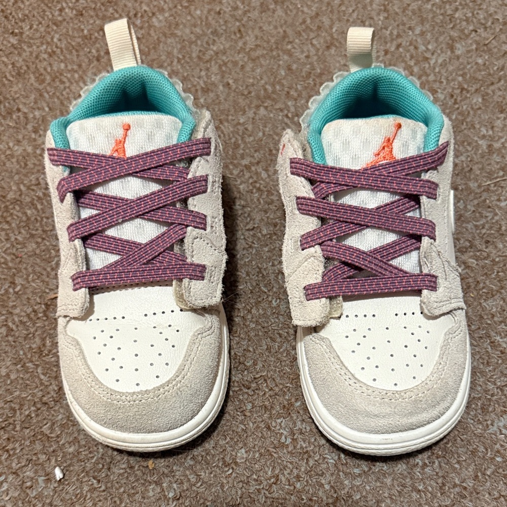 Jordan Kids Sneakers with Purple and Teal Highlights